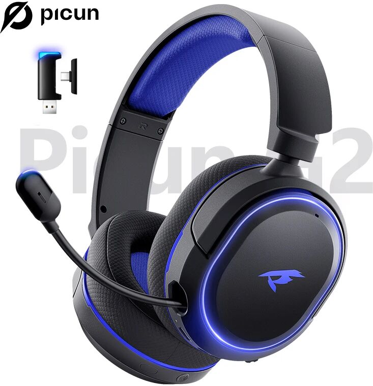 Picun G2 Wireless Gaming Headset Bluetooth 5.3 2,4G Kopfhörer 7.1 Surround 5ms ENC-Mikrofon mit geringer Latenz für PC PS4 PS5 Telefonschalter