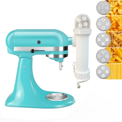 5-in-1-Nudelmaschine, kompatibel mit allen KitchenAid-Standmixer, aus Kunststoff, geeignet für die Herstellung von Spaghetti, Makkaroni und o