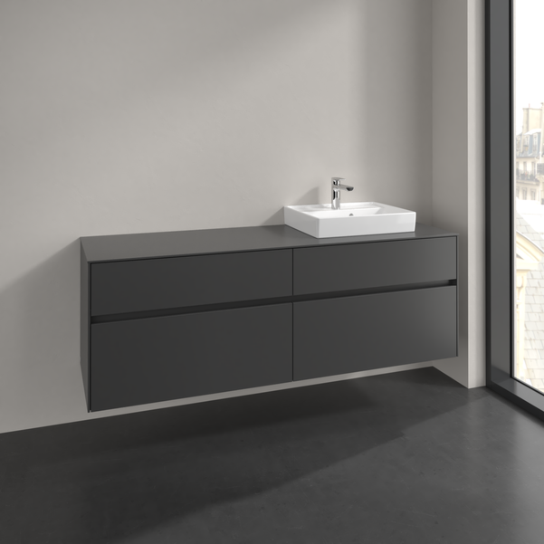 Villeroy und Boch Collaro Waschtischunterschrank C079B0VR 160x54,8x50cm, Waschtisch rechts, LED-Beleuchtung 12W, graphite