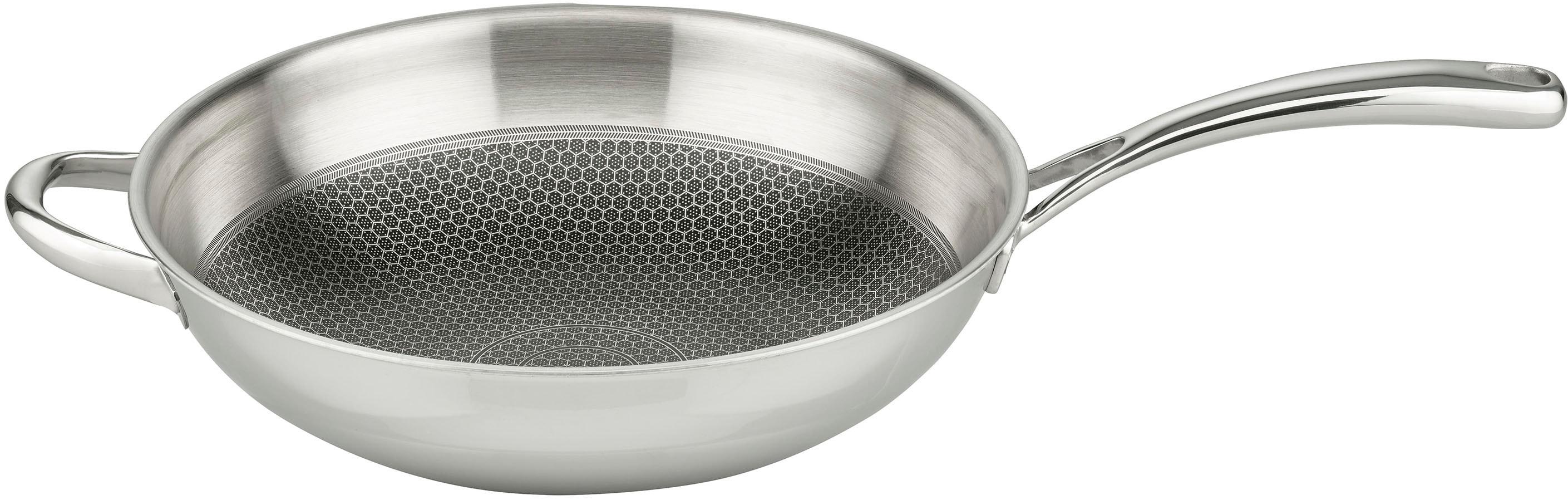 Wok ELO PREMIUM "Relief Evolution Wokpfanne", edelstahl, B:31,5cm H:8,5cm L:55,5cm Ø:30cm, Pfannen, Wok, durchgehender Aluminium-Kern, außen magnetischer Edelstahl