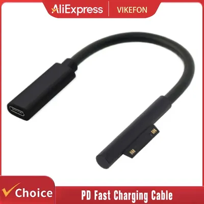 15V 3A Surface Connect auf Typ-C PD Schnellladekabel, Kompatibel mit Microsoft Surface Pro 8/7/6/5/4/3 Go3/2/1 Laptop4/3/2/1