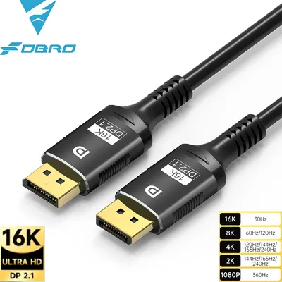 FDBRO Displayport 2.1 16K DP Kabel 8K@120Hz/60Hz 4K@240Hz 80Gbps HDR Video Audio Kabel für Laptop Xbox Projektor Gaming Monitor