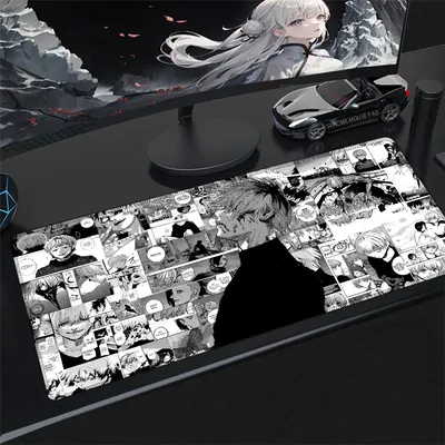 Anime Gaming Mauspad Großes Erweitertes T-Tokyo Ghoul Mauspad Rutschfeste Gummibasis Bedruckte Kantenverstärkte Schreibtischunterlage für PC Laptop Gamer