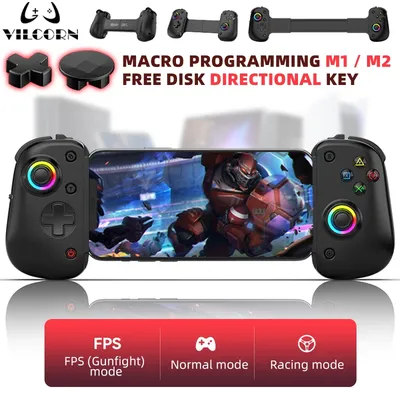 Tablet RGB Gaming Controller FPS Mobile Gamepad Für Android IOS PS4 Schalter PC Halle Trigger Joystick mit M1M2/Turbo/6 Achsen