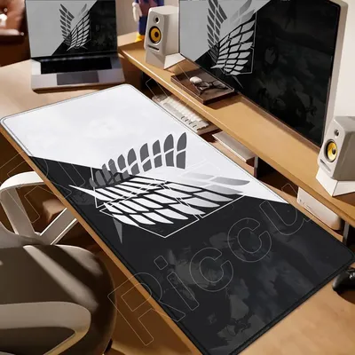 Neue HD-Druck Attack on Titan Anime Schreibtischunterlage Groß mit Verstärktem Rand Mauspad Computer-Mausunterlage Gaming Laptop Tastatur Mausmatte Teppich