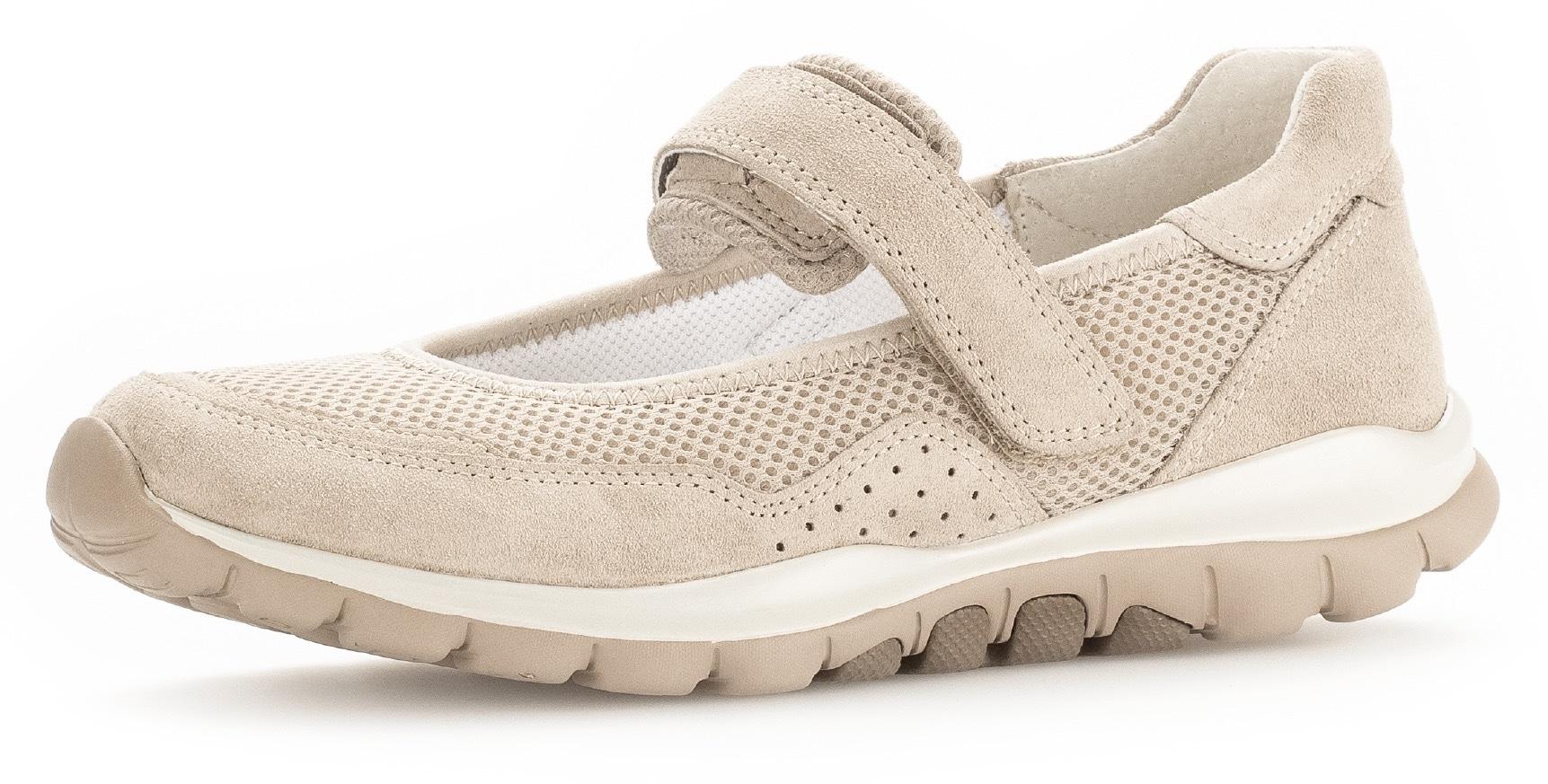 Riemchenballerina ROLLINGSOFT, Damen, Gr. 38,5, beige, Textil, Veloursleder, Schuhe Riemchenballerina, Klettschuh, Freizeitschuh, Komfortschuh mit Lochmuster, Topseller