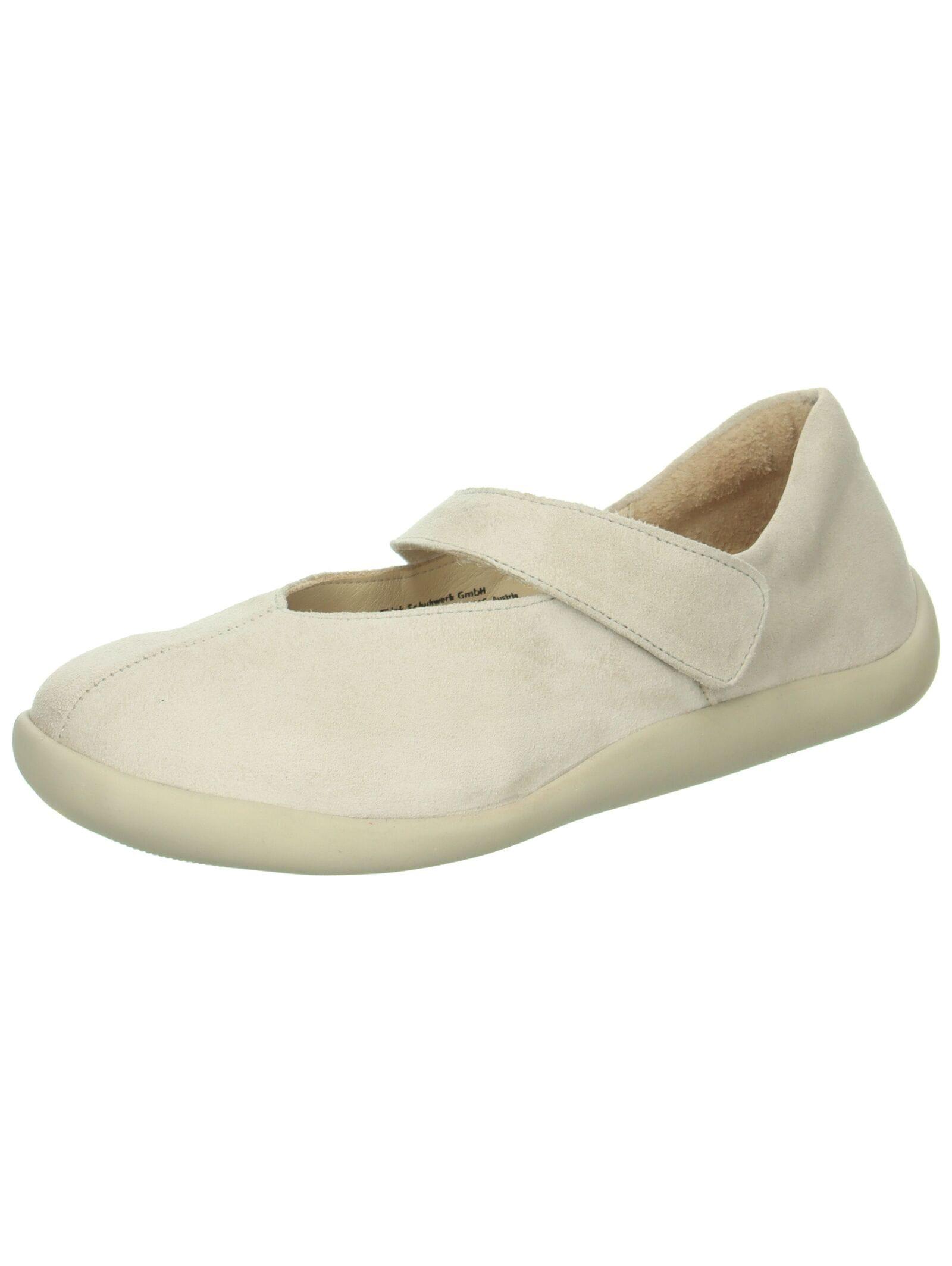 Riemchenballerina THINK "Think Ballerinas Leder", Damen, Gr. 39, cream, Leder, Schuhe Riemchenballerina