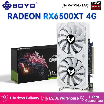 SOYO World Premiere AMD Radeon RX6500XT 4G-Grafikkarte GDDR6-Speicher, HDMI-kompatibel OpenGL 4.6 DirectX 12 für Gaming-Computer