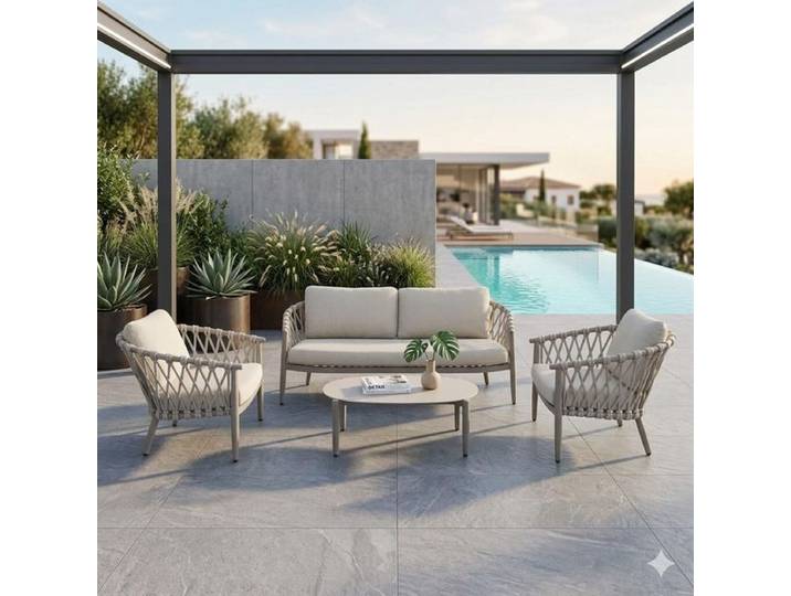 OUTLIV. Cleveland Loungeset inkl. Loungetisch Aluminium/Rope/Olefin Braun