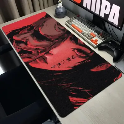 Maske Anime Mädchen Mauspad Große Computer Büro Spiel Tischsets XXL Gummi Anti-Rutsch Gaming Tastatur Mauspads Lange Schreibtisch Pads