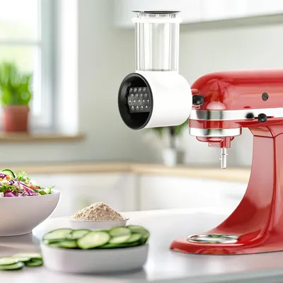 Käsereibe-Aufsatz für Kitchenaid Standmixer mit 5 Klingen, Gemüseschredder, Käsereibe, Salatbereiter, Lebensmittelschneider