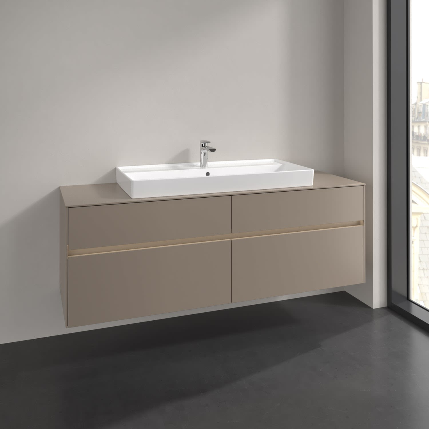 Villeroy & Boch Collaro Waschtischunterschrank 160 x 54,8 cm , mit LED-Beleuchtung, mit 4 Auszügen