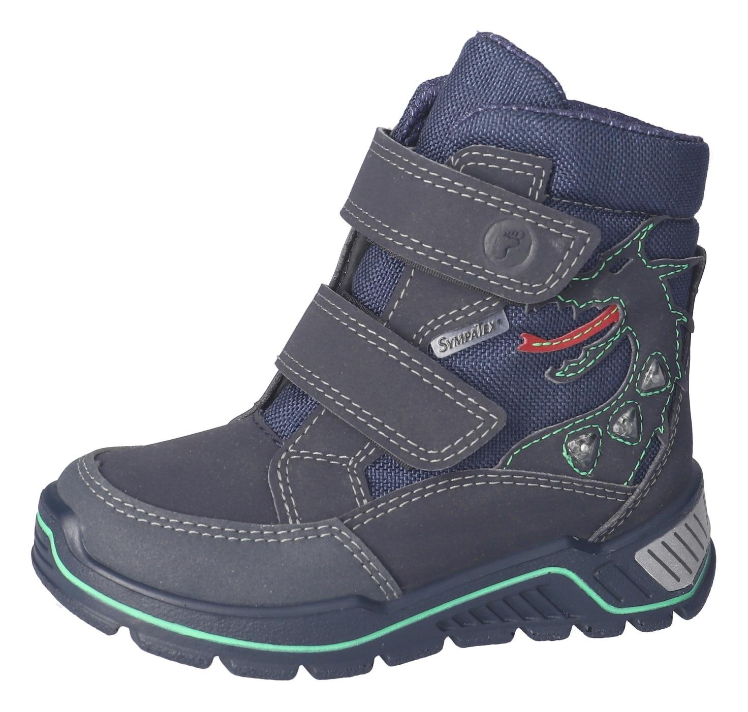 Winterstiefel RICOSTA "Grisu WMS: normal", Damen, Gr. 28, navy, Lederimitat, Textil, kontrastfarbene Details, Schuhe Winterstiefel, Klettstiefel Blinkfunktion, Größenschablone zum Download