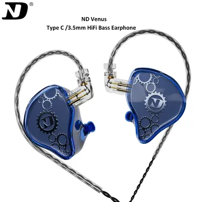 ND Venus Kopfhörer HIFI Bass Stereo Wired Kopfhörer Dynamisches Laufwerk Typ C/3,5mm Gamer Noise Cancelling Headset für Smartphone