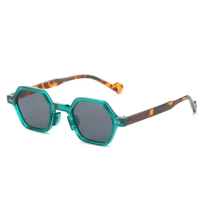 Vintage Polygon Quadratische Frauen Sonnenbrille Mode Hexagon Klar Ozean Objektiv Shades UV400 Männer Nieten Sonnenbrille Oculus