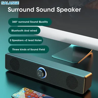 PC-Soundbar, kabelgebunden/kabellos, Bluetooth-Lautsprecher, 4D-USB-betriebene Soundbar für TV, PC, Laptop, Gaming, Heimkino, Surround-Audiosystem