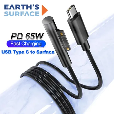 PD 65 W Schnellladung 15 V 3 A USB-C-Netzteilkabel-Adapter für Microsoft Surface Pro 8 7 6 5 4 3 Laptop USB-C PD-Ladekabel