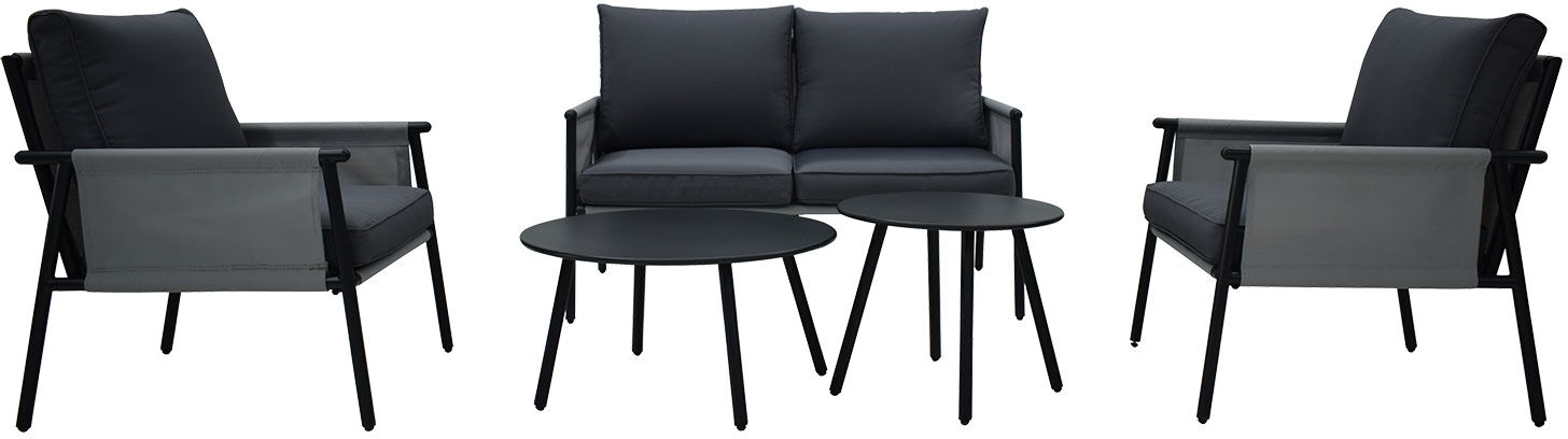 QUADRATO OUTDOOR Loungeset »Textilen«, 5-teilig, aus witterungsbeständigen Material