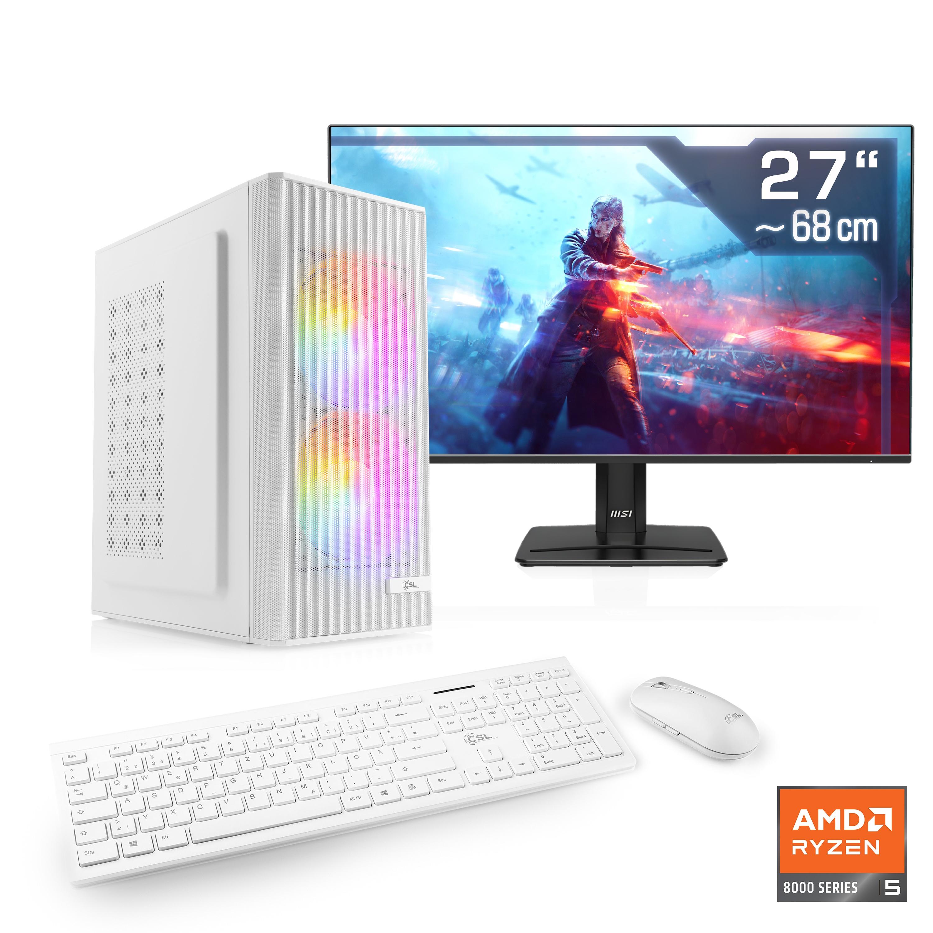 CSL PC-Komplettsystem "Spectrum V25280W", Energieeffizienz: E (A-G), weiß, Microsoft Windows 11 Home (64 Bit), 32 GB RAM 1.000 GB SSD, Computer_Komplettsysteme