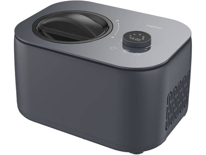 MEDION Eismaschine MD 100116 , grau, B:35cm H:23cm T:26cm, Eismaschinen, Mixen, Eis, Joghurt oder Slush zubereiten, Eis nachkühlen