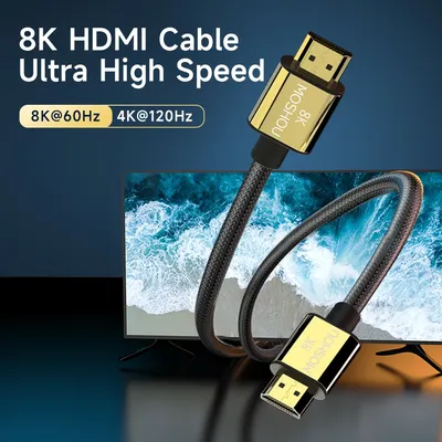 MOSHOU 2.1 8K HDMI-Kabel 4K120Hz 48 Gbit/s für eARC Soundbar Ethernet Gaming 144 Hz zertifiziertes Ultra-High-Speed-HDR VRR HDCP 2.2 2.3