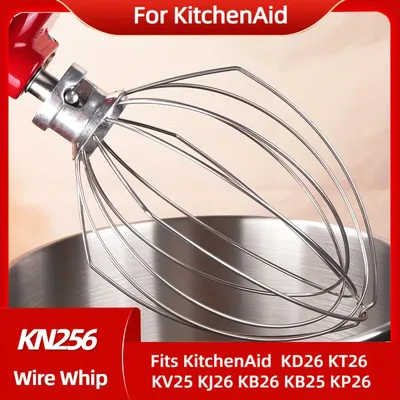 KN256WW 6QT Edelstahl-Drahtpeitsche für KitchenAid-Mixer, lebensmittelechter Schneebelaufsatz für Eier, Sahne, Mayonnaise, Ersatz
