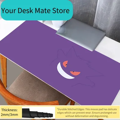 Mauspad Anime Gamer Pokemon Gengar Minimalistische Linienkunst Anime Gaming Mauspad Große Schreibtischunterlage