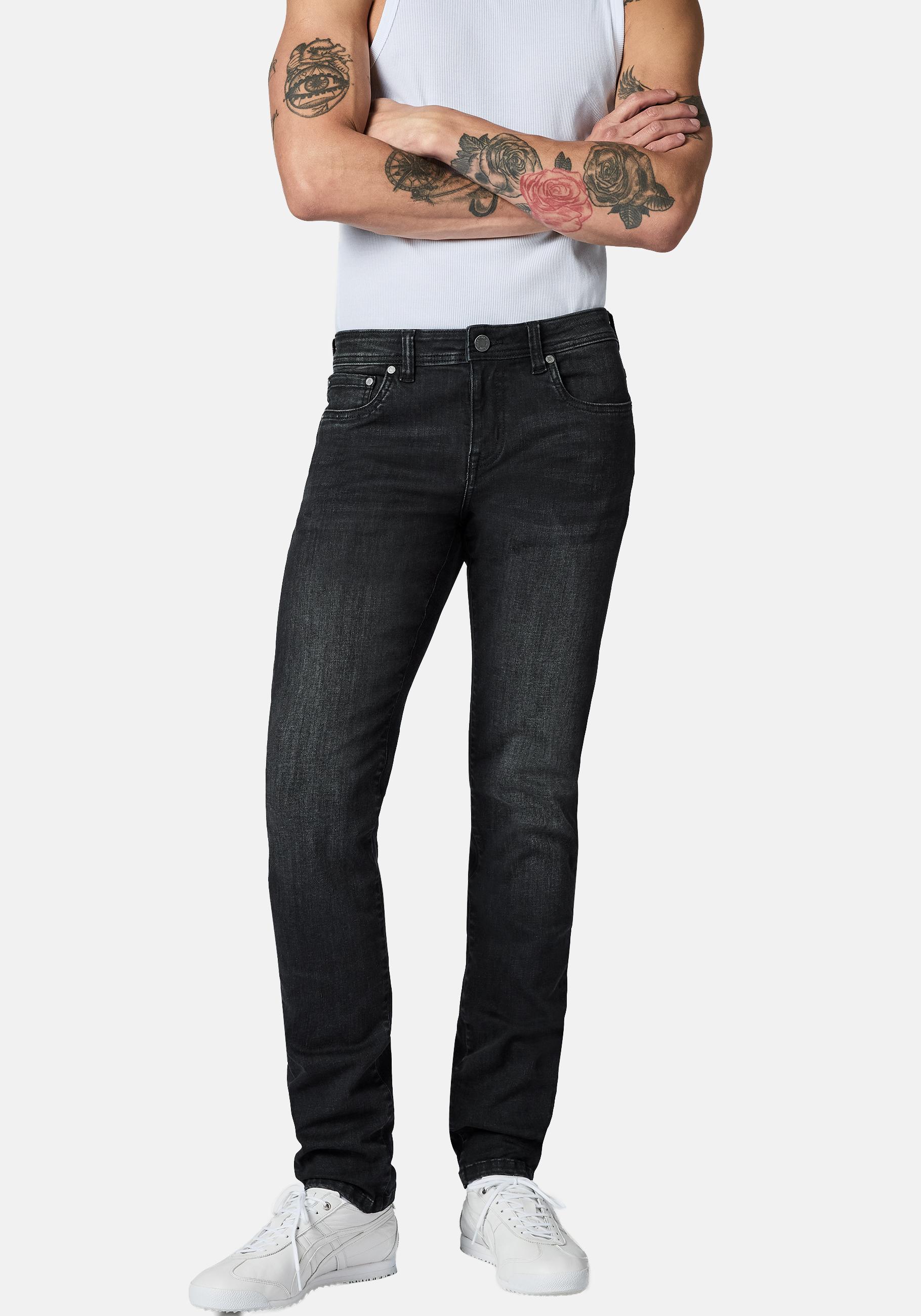 Slim-fit-Jeans PEAK TIME "Mailand", Herren, Gr. 33, Länge 32, grau (dunkelgrau), Denim/Jeans, Material: 87% Baumwolle, 11% Polyester, 2% Elasthan, Basic, slim fit lang, Jeans Slim-fit-Jeans, Herren Jeans mit super hohem Stretch-Anteil