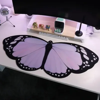Lila Lila Schmetterling Schreibtischunterlage 90x40cm Tastatur Kawaii Zubehör Laptop Schreibtischunterlage Mauspads Gaming PC Teppich Schreibtischschutz