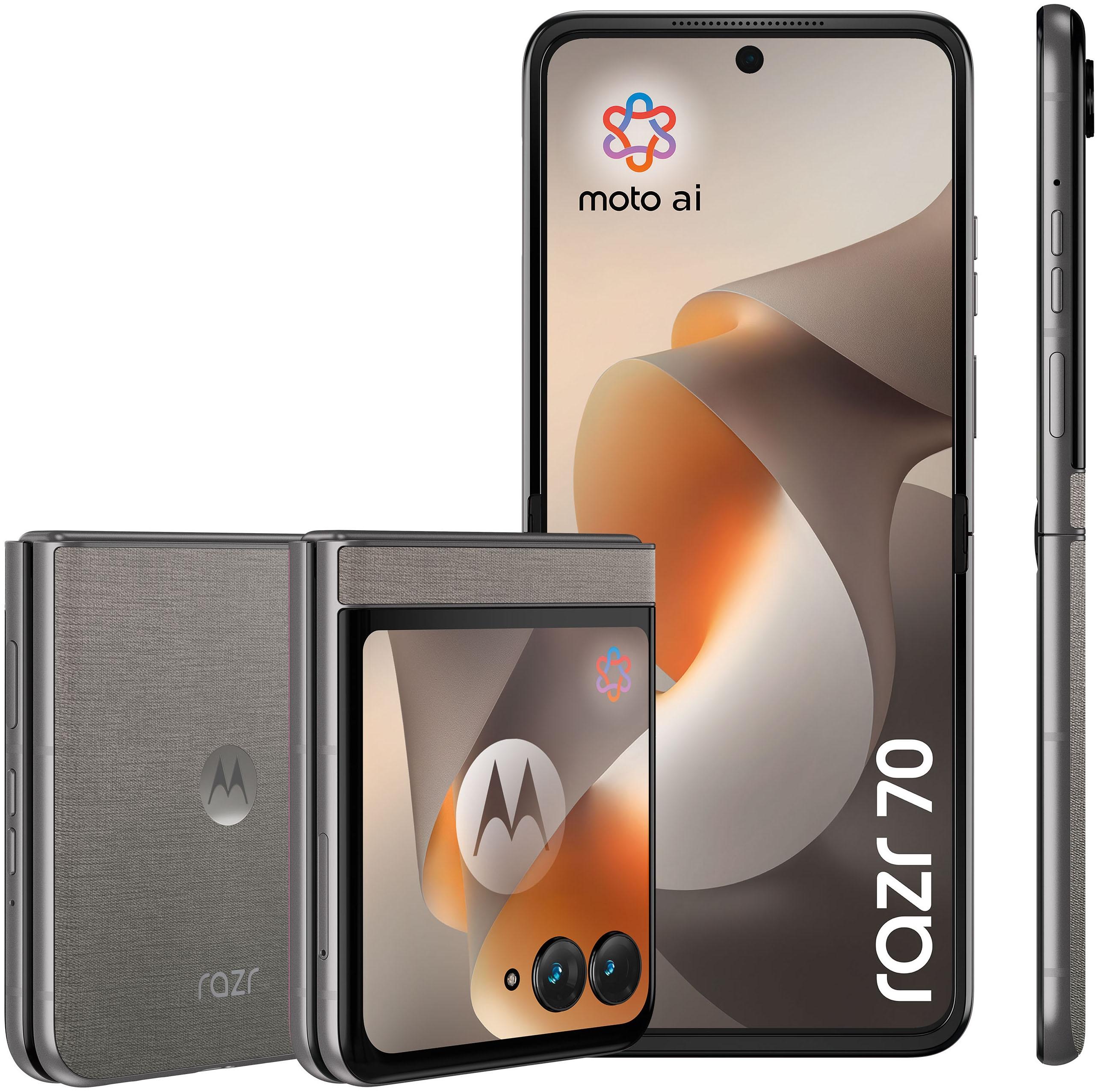 MOTOROLA Smartphone "razr 70", Energieeffizienz: A (A-G), pantone hematite, 256 GB, Mobiltelefone
