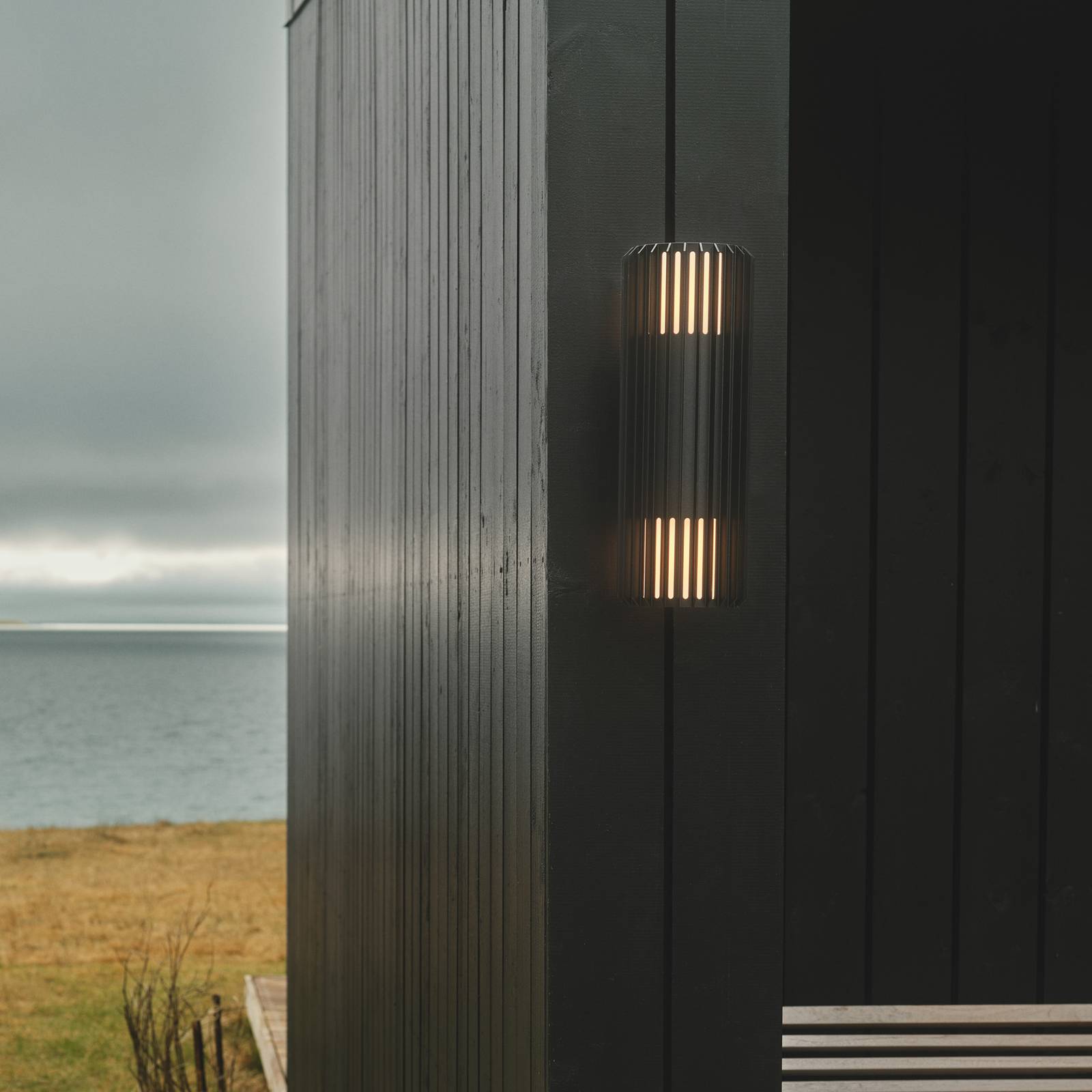 Nordlux Außenwandleuchte Aludra Double, dimmbar, schwarz, Aluminium, Wandleuchte außen