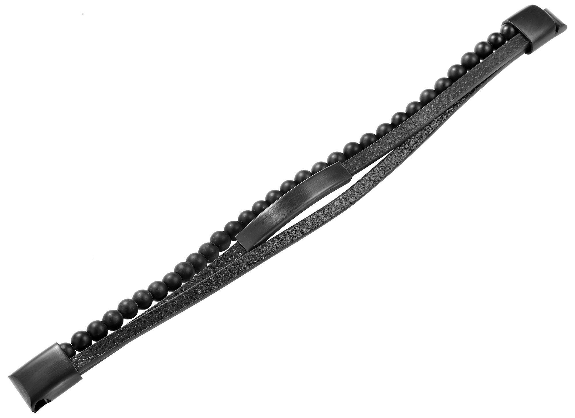 Armband ADELIA´S "Unisex Armband – Lederarmband aus Leder mit Onyx 19 cm", schwarz, Armbänder, Damen, 19cm, Leder, Armband, Perfekt zum Verschenken an besondere Menschen