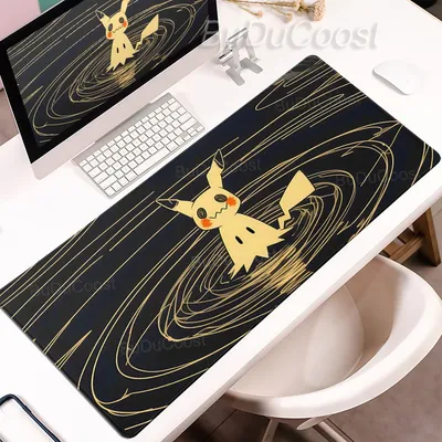 Anime Gamer Mauspad P-Pokémon XXL Schreibtischunterlage Mimikyu Niedliches Mauspad Büroteppich Gummi Gaming Tastatur Mausunterlage PC-Zubehör