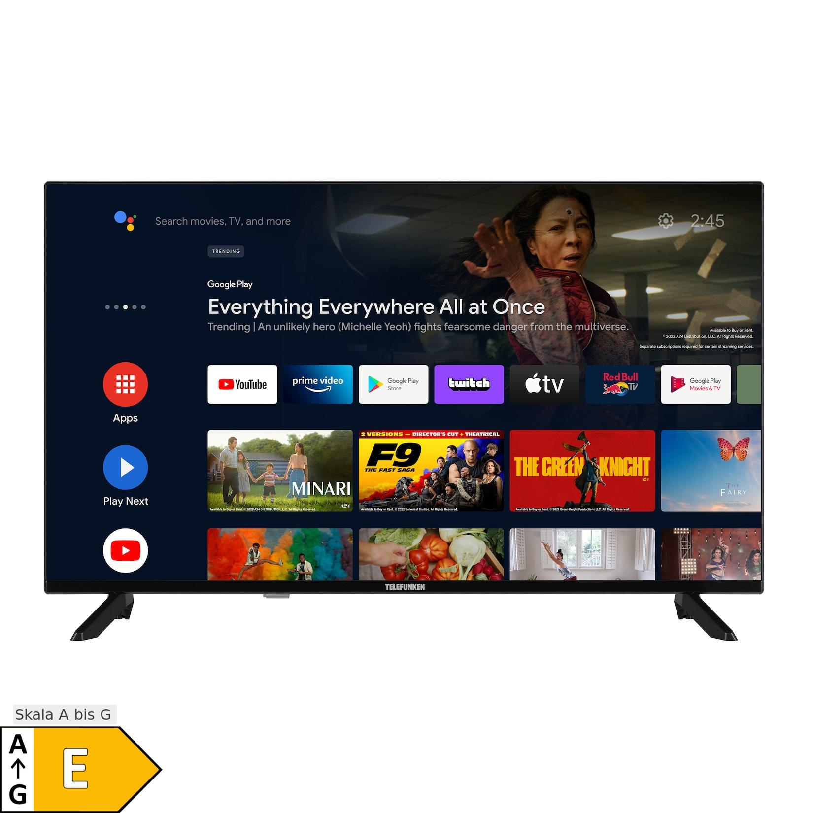 Telefunken QF40AO750S QLED TV 40 Zoll Fernseher Full HD Android TV HDR Smart TV, Triple-Tuner (2026)