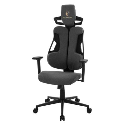 ML-Design Gaming Stuhl Stoff Grau, Ergonomischer Bürostuhl, 3D Armlehne, Kopf- und Lordosenstütze, Gaming Chair individuell einstellbar, Gamer Stuhl