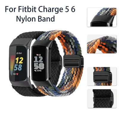 2 Stück Nylonarmband für Fitbit Charge 6, gewebtes Armband für Fitbit Charge 5 6, Ersatz-Smartwatch-Zubehör