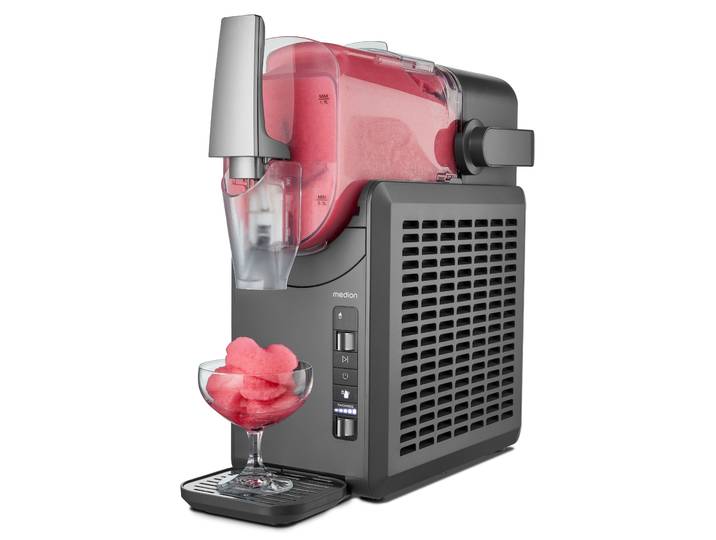 MEDION Slush-Eismaschine MD12090, Kompressorkühlung , grau, B:17,5cm H:44,6cm T:42,9cm, Eismaschinen, 5 Programme, 30–60 Minuten Zubereitungszeit, Selbstreinigungsfunktion, Topseller