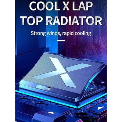 Gaming Laptop Kühler Schwarz mit 6 Lüftern USB, Leiser Notebook Kühlständer Höhenverstellbar Faltbar für 14–17 Zoll