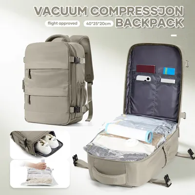 Vakuumkompressionstaschen Damen Herren Handgepäck Ryanair 40x20x25 Trave Rucksack, Business Laptoptasche Handgepäck Schulrucksack