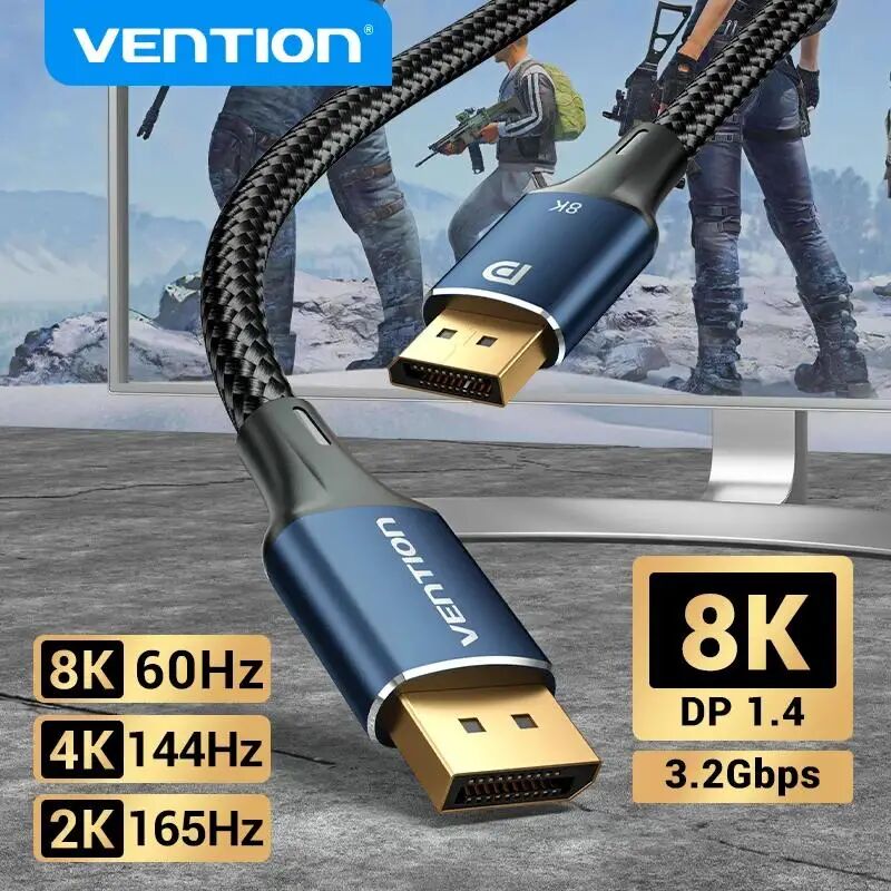 Vention 8K DisplayPort 1.4 Kabel für TV 4K144Hz 32,4 Gbit/s HDR DisplayPort zu DP für PC Computer Gaming Monitor Projektor DP Kabel