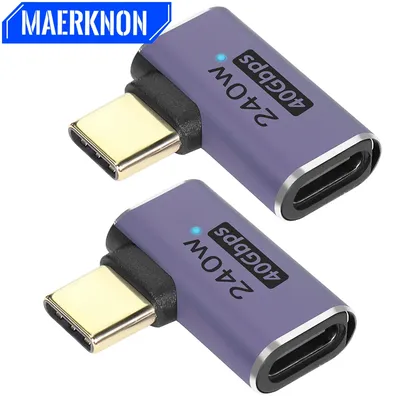 USB4.0 C 90-Grad-Winkeladapter 240 W 40 Gbit/s Typ C 4.0 Stecker auf Buchse mit LED-Anzeige für Steam Deck Tablet Smartphone