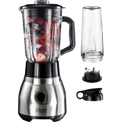 RUSSELL HOBBS Standmixer "2-in-1 Glas- 23821-56, Edelstahl", grau (edelstahl), B:22,2cm H:38,5cm T:27,5cm, Zerkleinerer, vollautom. Standmixer mit Kochfunktion, Smoothie, 8 Programme