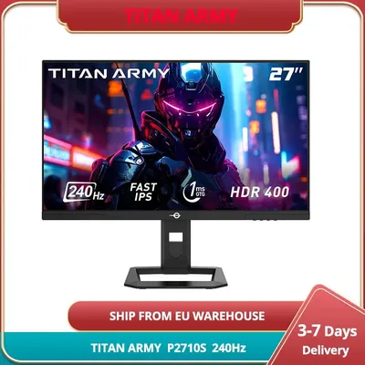 Titan Army P2710S Gaming Monitor, 27", Fast IPS, 240Hz,1ms GTG, 2K QHD/ 108 PPI, Low Blue, Rotating Stand & Wall Mount Support, Two HDMI 2.0 and Two DP 1.4 , Supports PIP and PBP,1500:1 Contrast