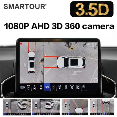 Smartour HD 4K UHD 3,5D 360-Grad-Vogelansicht-Panorama-Systemkameras Parkplatz Surround View Video 4 Recorder DVR-Monitor UHD