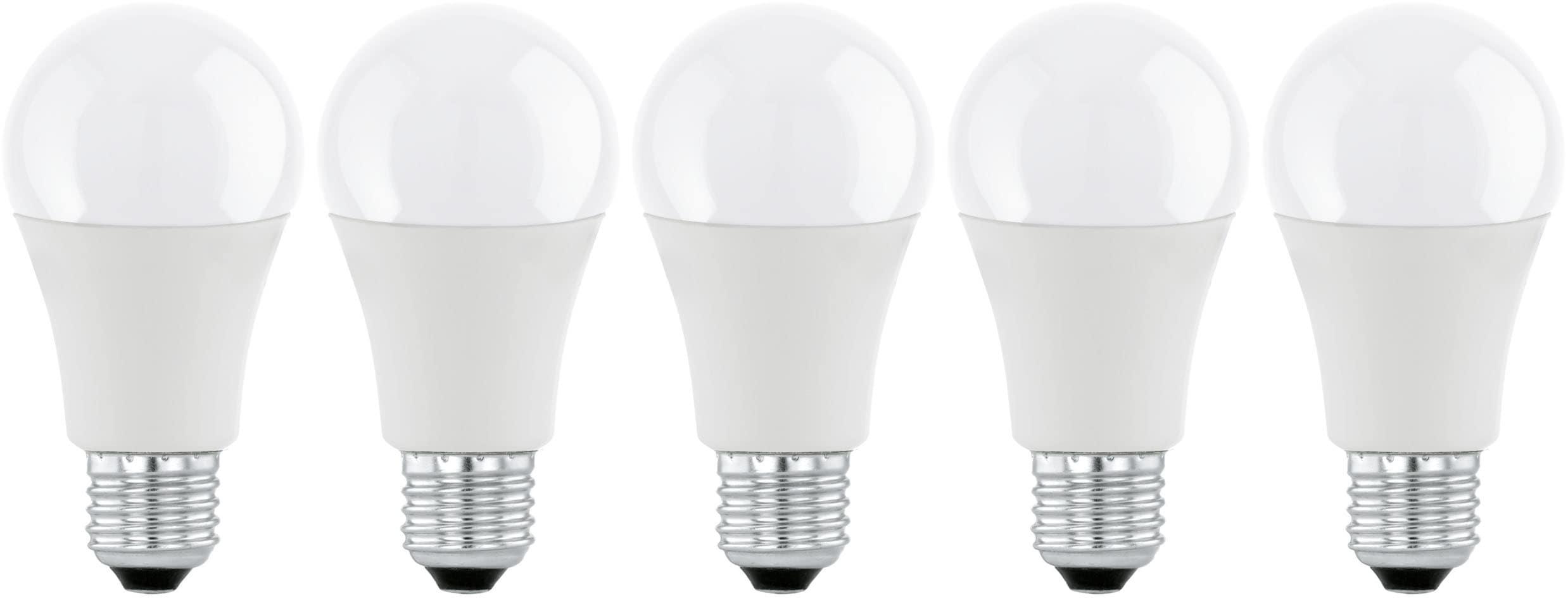 EGLO LED-Leuchtmittel "LM_LED_E27 Leuchtmittel - E27 - 5X8,5W - IP20", Energieeffizienz: F (A-G), weiß, L:10,8cm Ø:6cm, Leuchtmittel, Glühbirne, 5er Set, L10,8 x Ø6 cm
