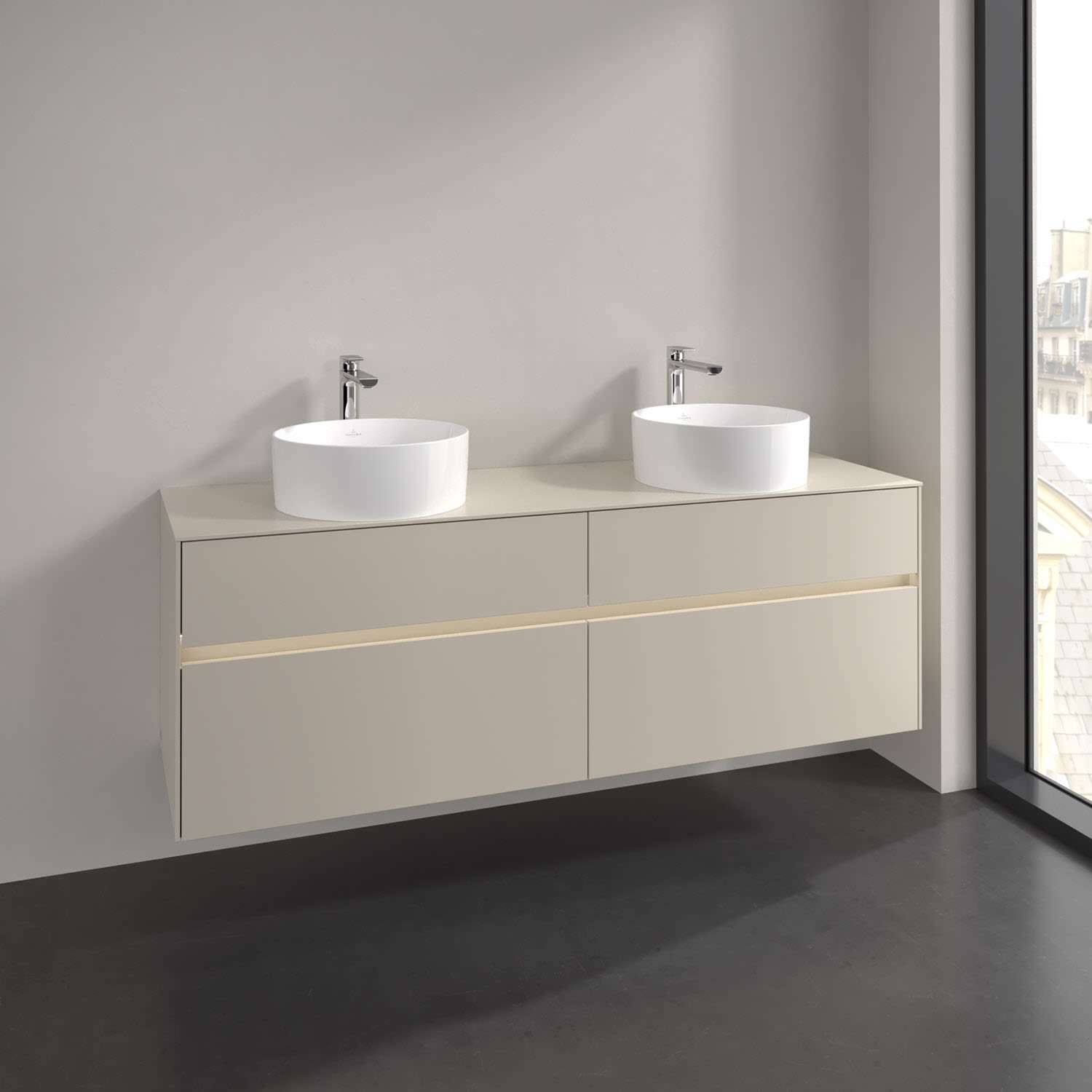 Villeroy & Boch Collaro Waschtischunterschrank 160 x 54,8 cm , mit LED-Beleuchtung, mit 4 Auszügen