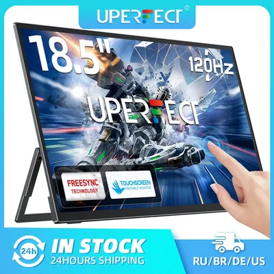 UPERFECT E6 Pro 18,5 Zoll 120 Hz Gaming-Touchscreen, tragbarer Monitor, rahmenlos, 1080P, USB-C, HDR, FreeSync, externer Reisebildschirm für Steam Deck, Spielekonsole, PC, Telefon, Switch