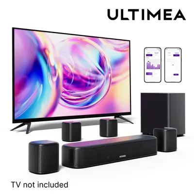 ULTIMEA 7.1-Kanal-Soundbar-System für Fernseher mit 4 Surround-Lautsprechern, app-gesteuertem virtuellem Surround-Sound, Heimkino-Audio