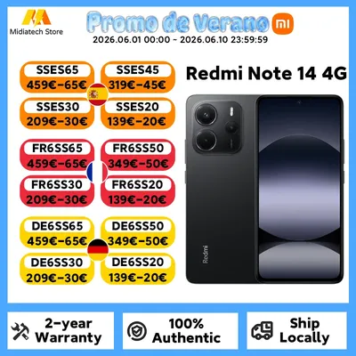 Globale Version Redmi Note 14 4G Smartphone 108MP KI-Kamera 5500mAh Akku 33W MediaTek Helio G99-Ultra 120Hz Xiaomi Mobiltelefon
