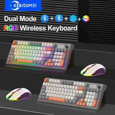 Dual-Mode Wireless Tastatur und Maus Set 2,4G Dual Bluetooth Tastatur RGB Gaming Tastatur Maus Kit Mechanische Haptik Tastatur